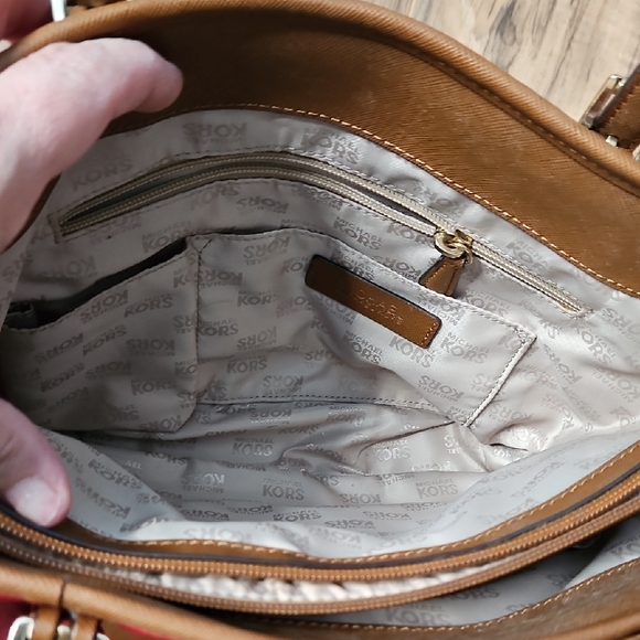 Michael Kors Women's Nylon Red and Tan Travel Tote - Picture 5 of 16